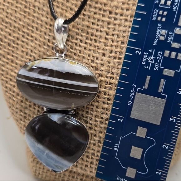 Blue Owyhee Opal Pendant with organza gift bag And satin cord necklace Handmade - Picture 3 of 6